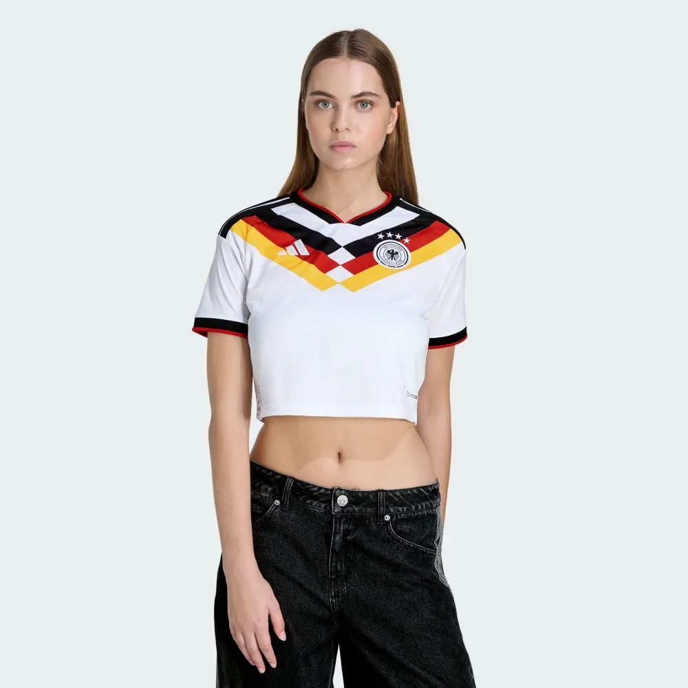 【adidas 愛迪達】世界盃 德國 運動 休閒 T恤 短袖 女上衣 DFB H JSY CRO W(KE5854)