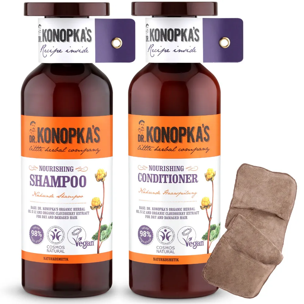 【Dr.Konopka’s】珂諾譜〔深層滋養〕洗髮精+潤髮乳(贈手套式速乾巾/歐洲天然有機品牌)