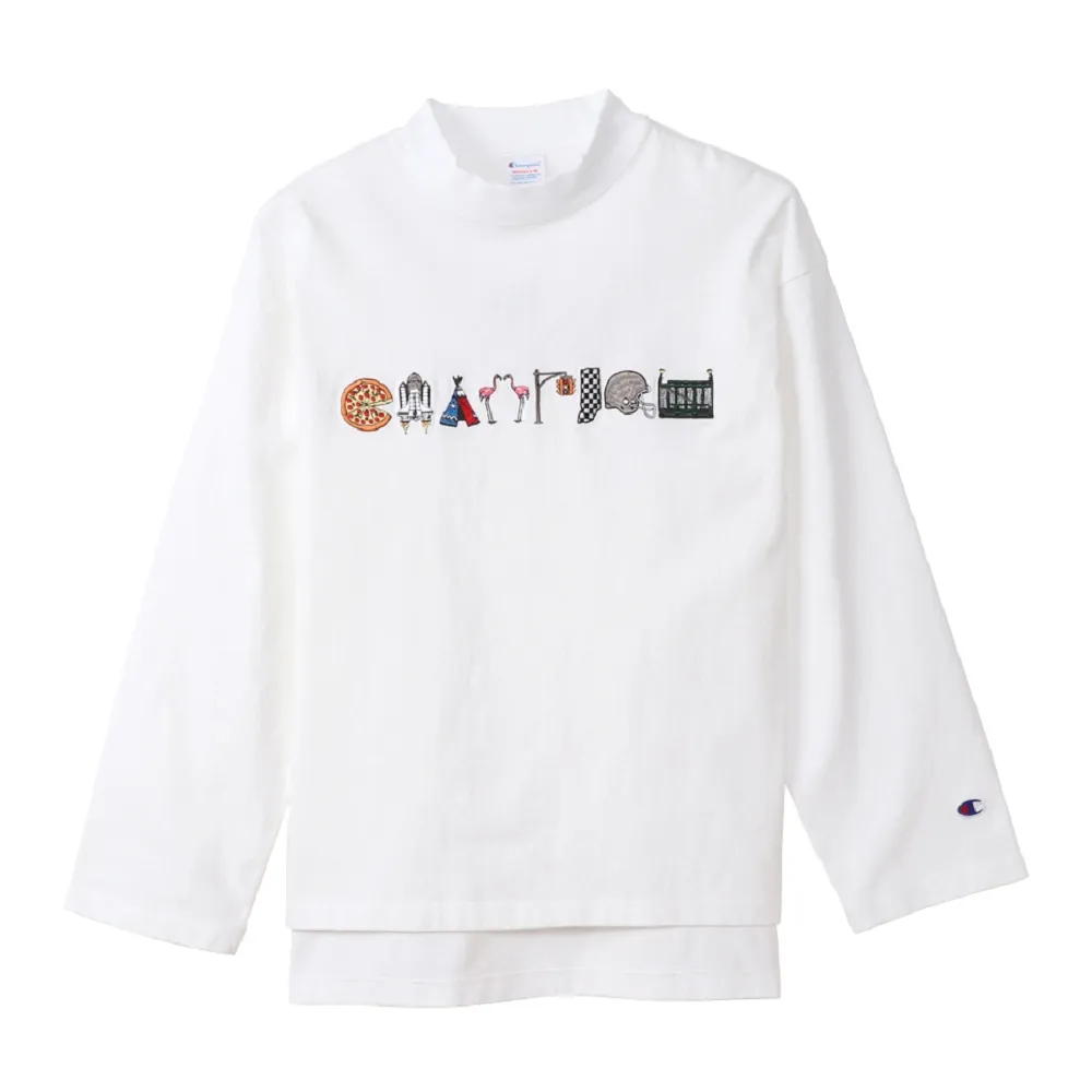 【Champion】官方直營 女款-LOGO刺繡長袖Tee-白色(CW-S405-010)