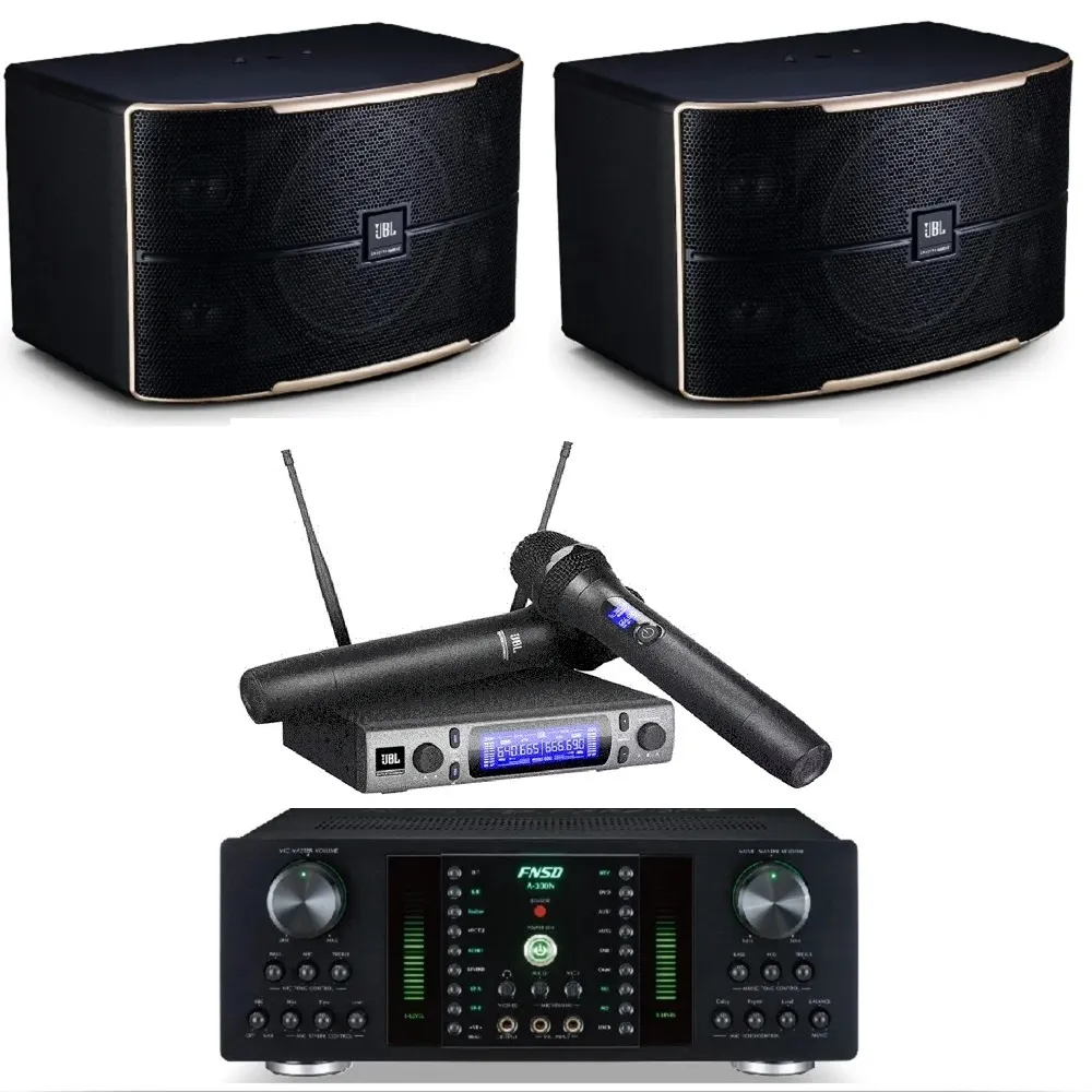 【JBL】美系頂級卡啦OK組(FNSD A-480N+JBL VM300+JBL Pasion10)數位卡拉OK擴大機+無線麥克風+進口唱歌喇叭