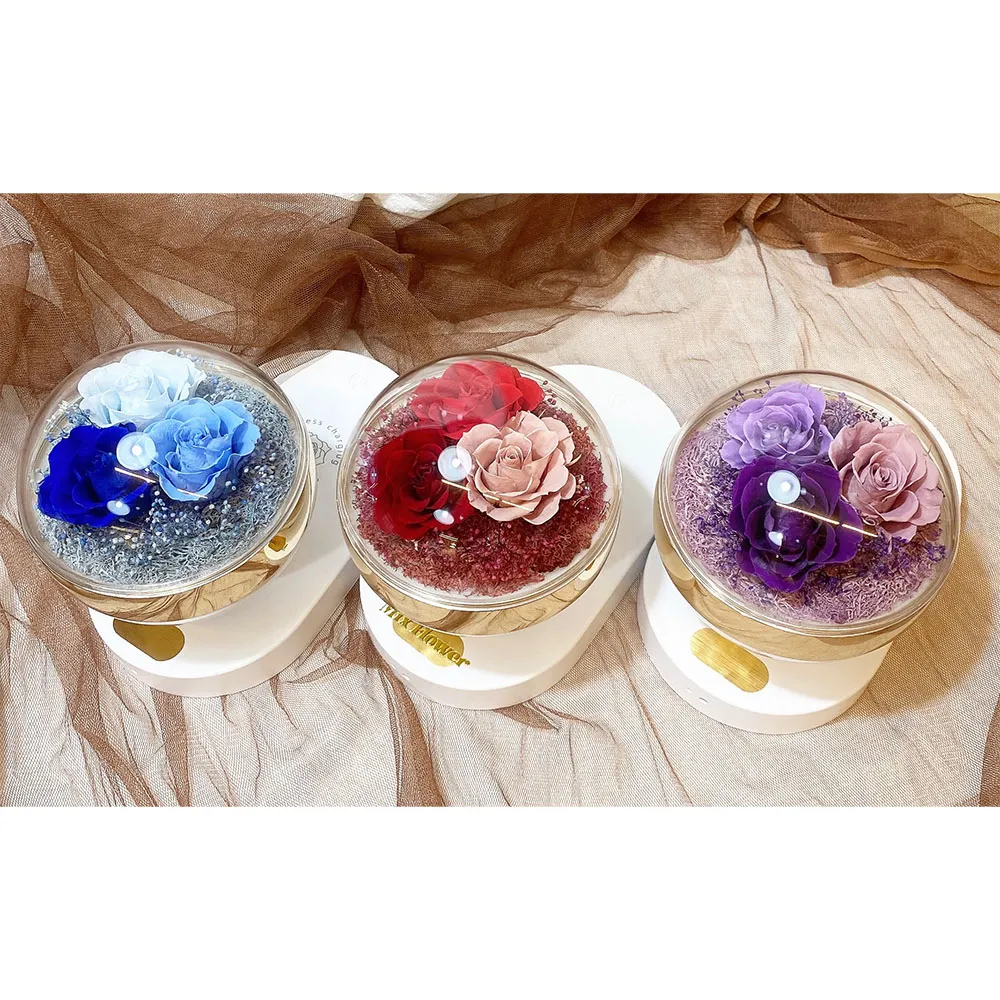 【OSTARA FLORIST 奧斯塔拉花藝】圓球五金環多功能式檯燈 內建手機無線充電功能(永生花、節日送禮)