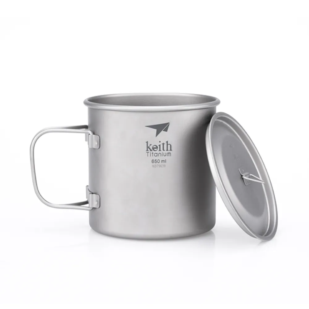【Keith】鎧斯純鈦杯輕量環保折疊水杯 650ml / Ti3208(純鈦杯子 登山鈦杯 露營杯鈦水杯 隨行馬克杯)