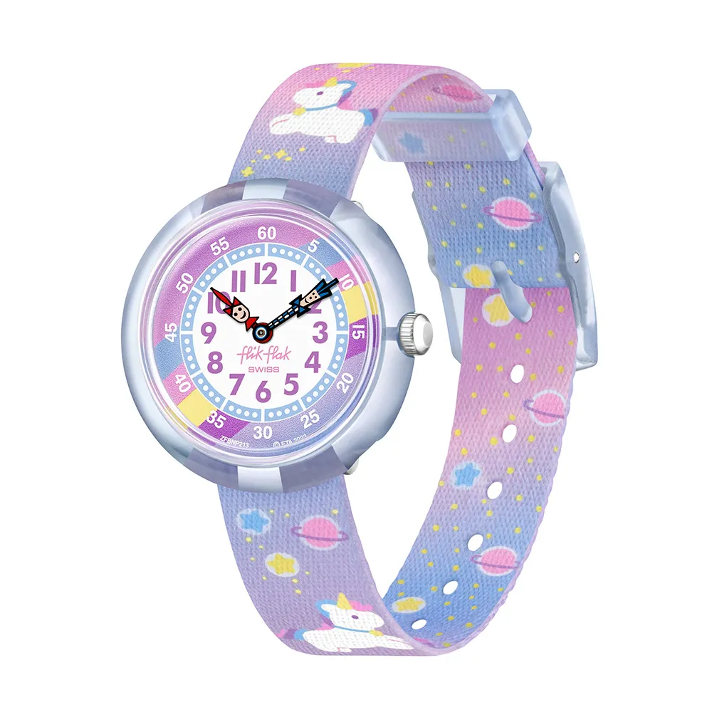 【Flik Flak】兒童手錶 CUDDLY UNICORN 兒童禮物/安全防水/瑞士製造 FBNP213(31.85mm)