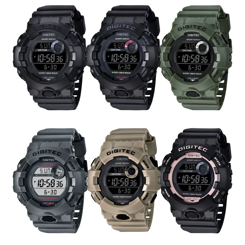 【DIGITEC】數碼科技 DG-5112 時尚 運動風 大鏡面 個性 電子錶(防水100米)