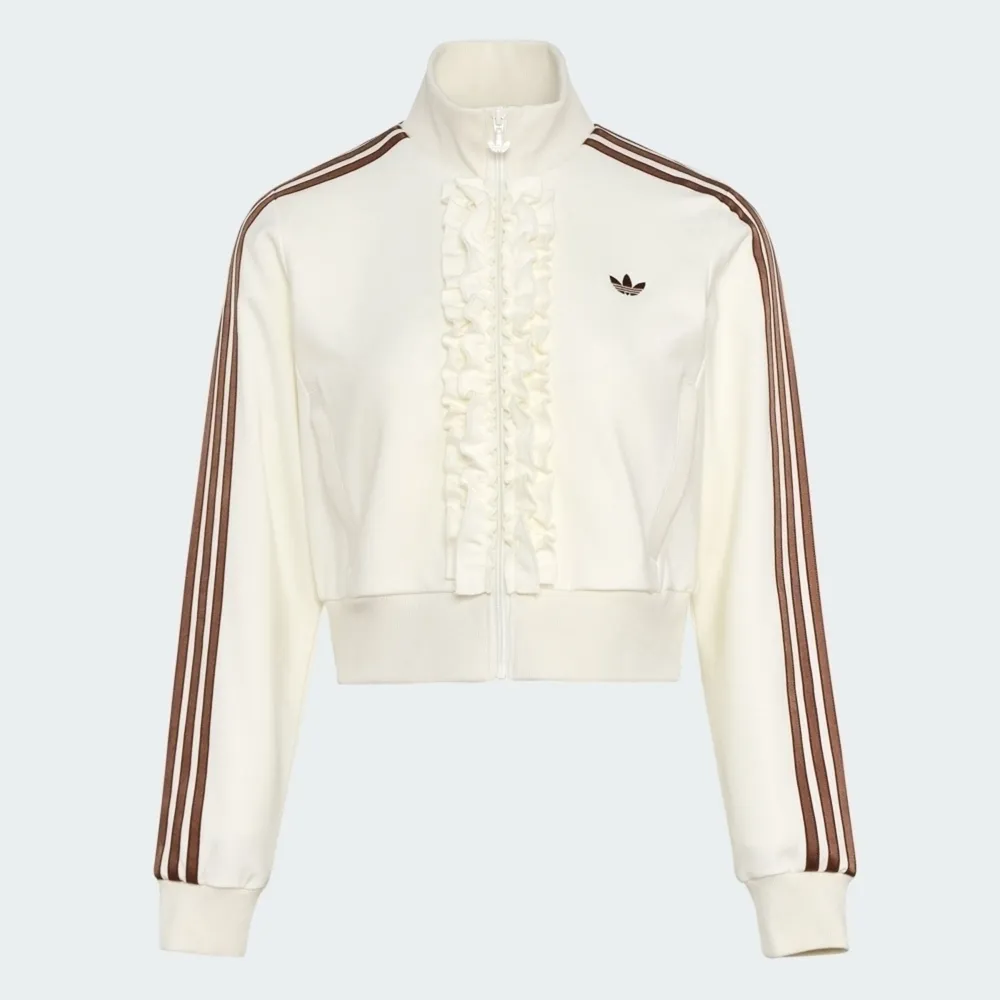 【adidas 愛迪達】Track Top 女 立領外套 運動外套 休閒穿搭 白 亞版 荷葉邊(KU9388)