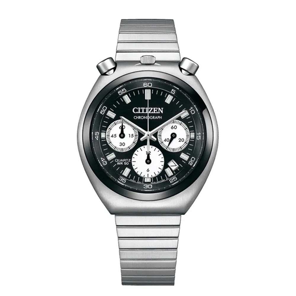 【CITIZEN 星辰】官方授權C1 男 50周年 牛頭錶 熊貓計時錶 錶徑38mm-贈高檔6入收藏盒(AN3660-81E)