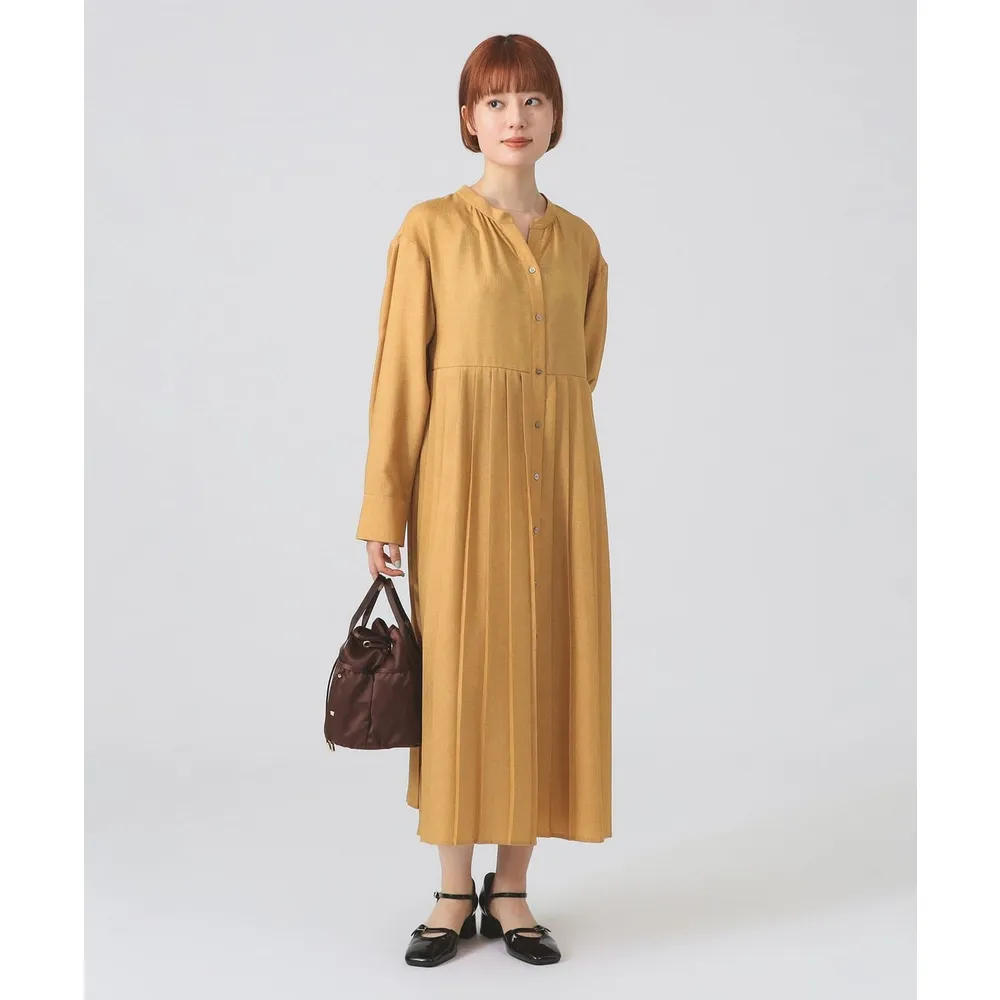 【BEAMS】官方旗艦館 Ray BEAMS / 女裝 打褶 拼接 鑰匙領 洋裝