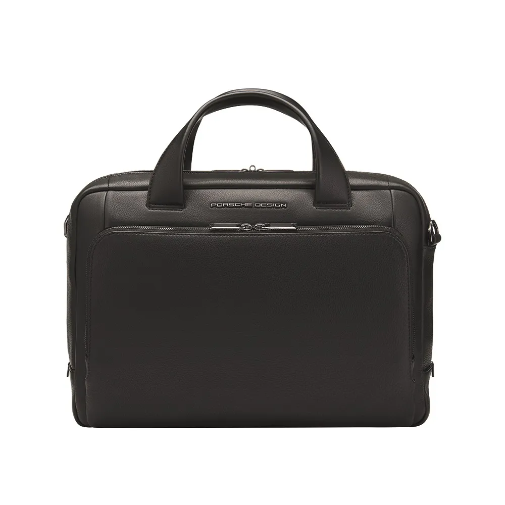 【Porsche Design 保時捷】德國頂級小牛皮旅行公事包肩背包(黑色 OLE1500)