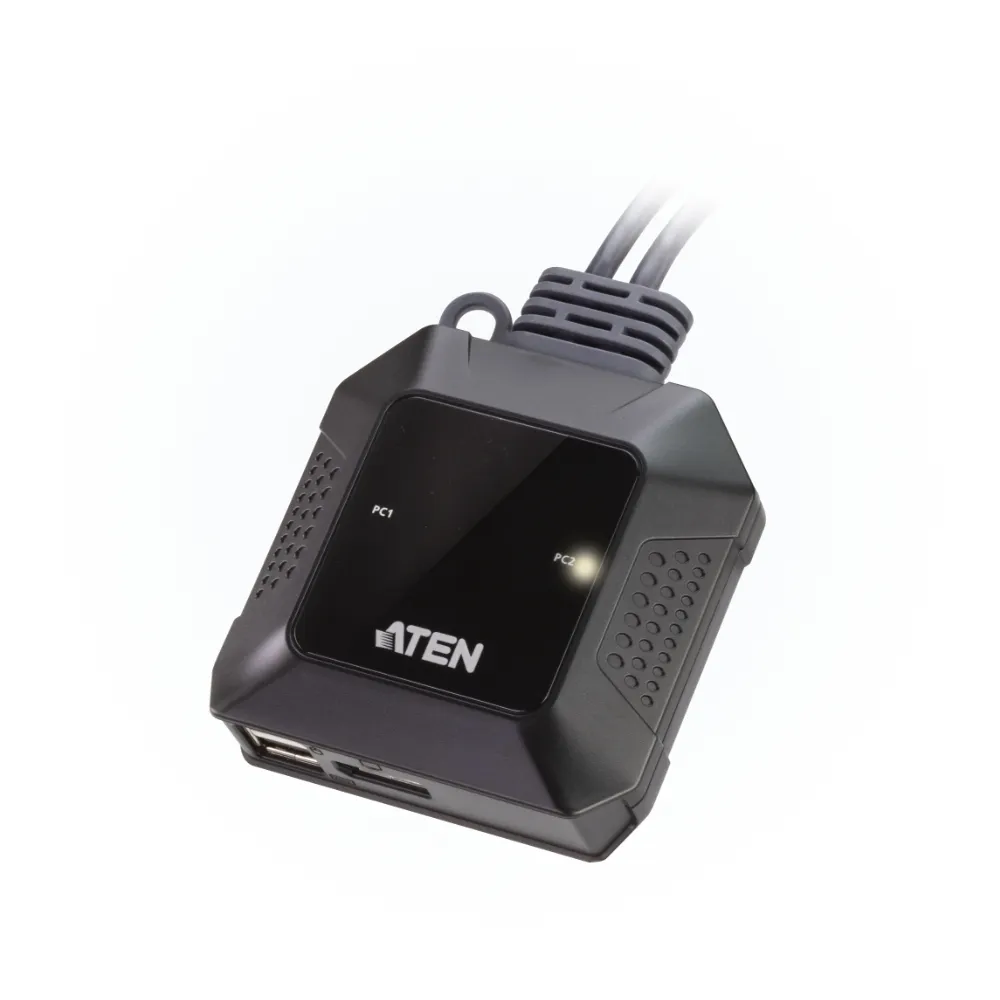 【ATEN】2埠USB-C 4K DisplayPort KVM多電腦切換器 - 外接式切換按鍵(US3312)
