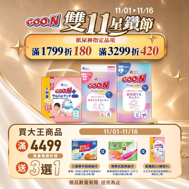 VIP【GOO.N】日本大王輕薄舒爽 褲型紙尿褲M-XXXL
