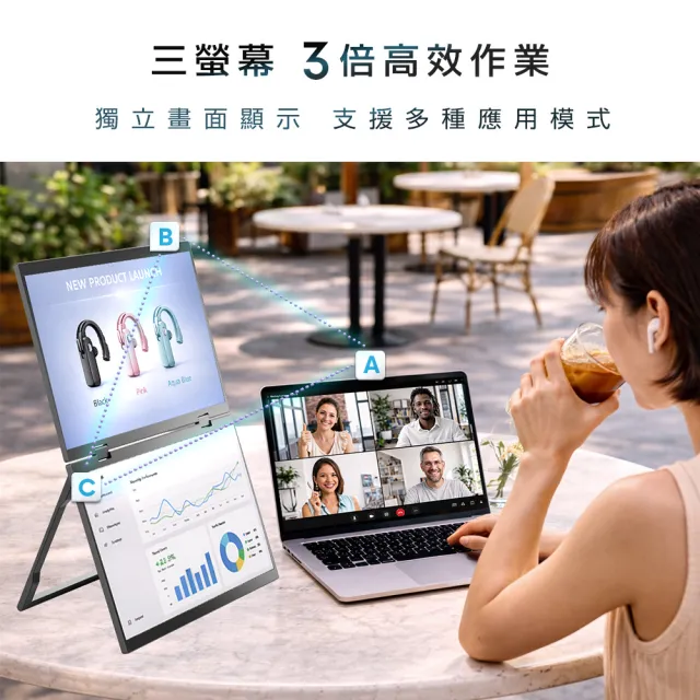 【REAICE】日本Winten 15.6型IPS超薄廣視角可攜式Dou雙屏螢幕(Switch可攜式螢幕/FHD/移動式/HDMI/Type-C)