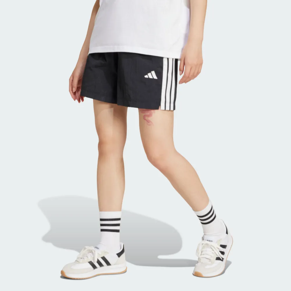 【adidas 愛迪達】W 3s Wv Sho 女 短褲 運動短褲 休閒短褲 黑 白 亞版(JE1309)