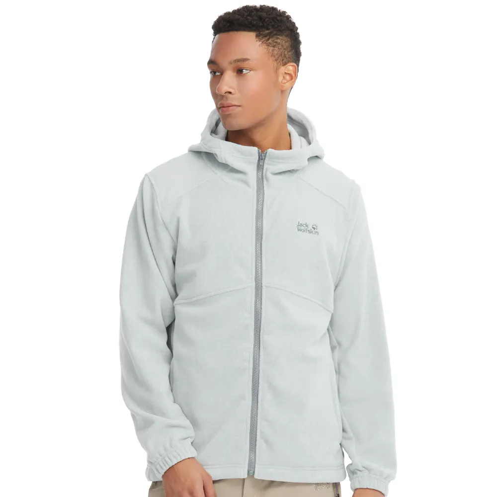 【Jack wolfskin 飛狼】男 帥氣刷毛保暖外套 連帽外套(淺灰)