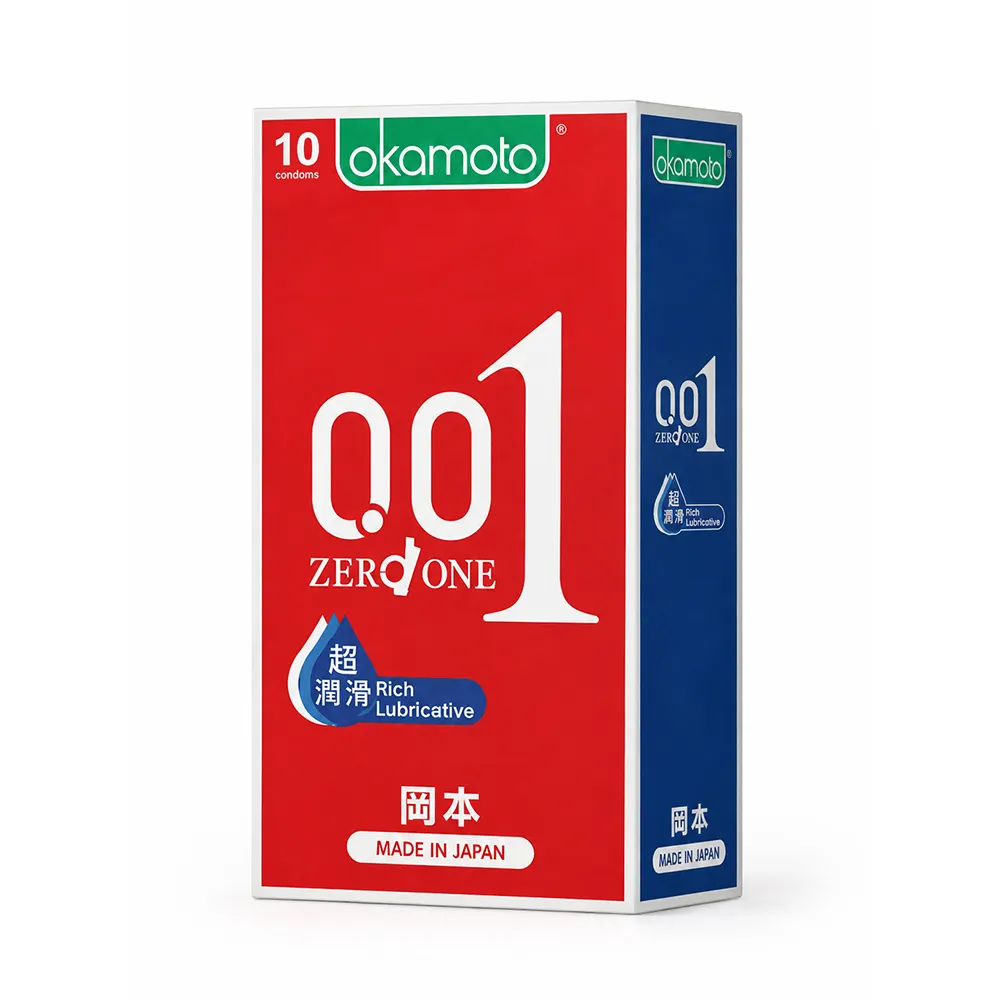 【okamoto 岡本】001RL水性聚氨酯超潤滑保險套10入/盒(加有潤滑劑/光滑/至尊系列)
