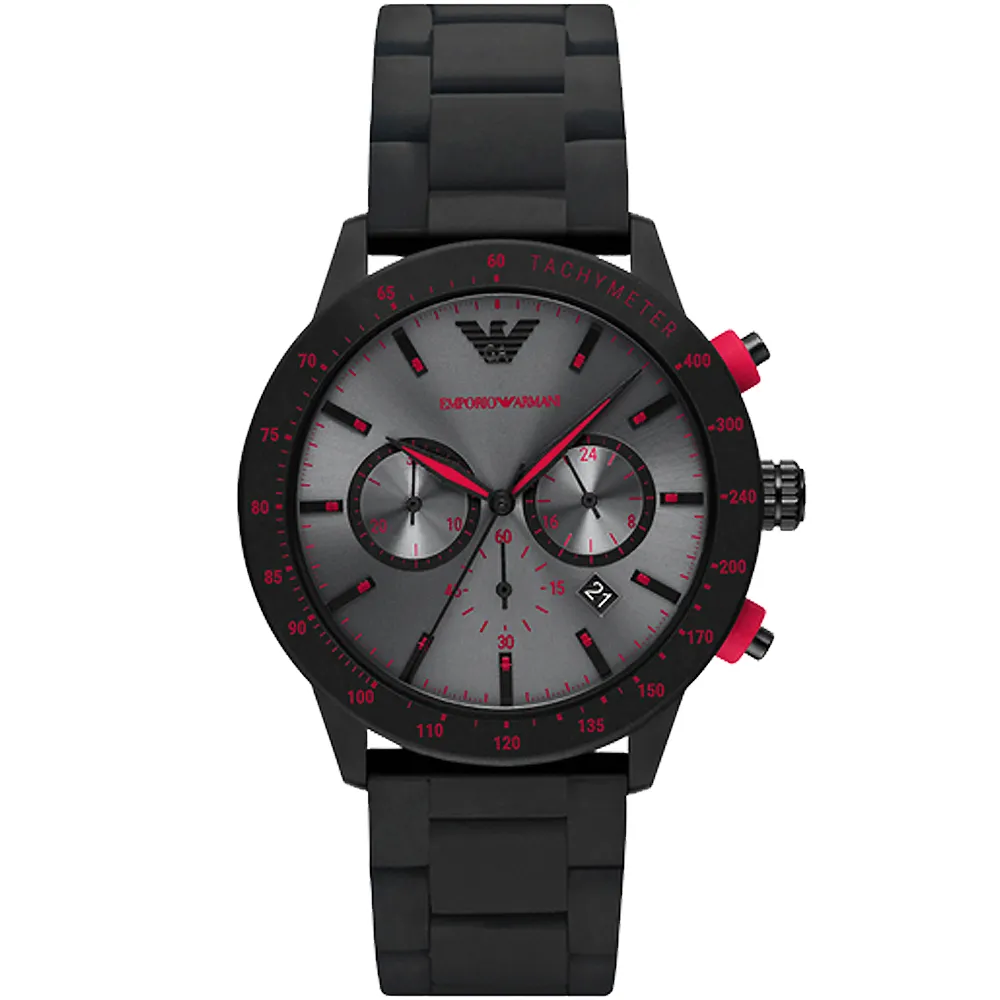 【EMPORIO ARMANI】亞曼尼 Mario 運動風三眼計時手錶-43mm 錶 生日禮 送禮(AR11392)