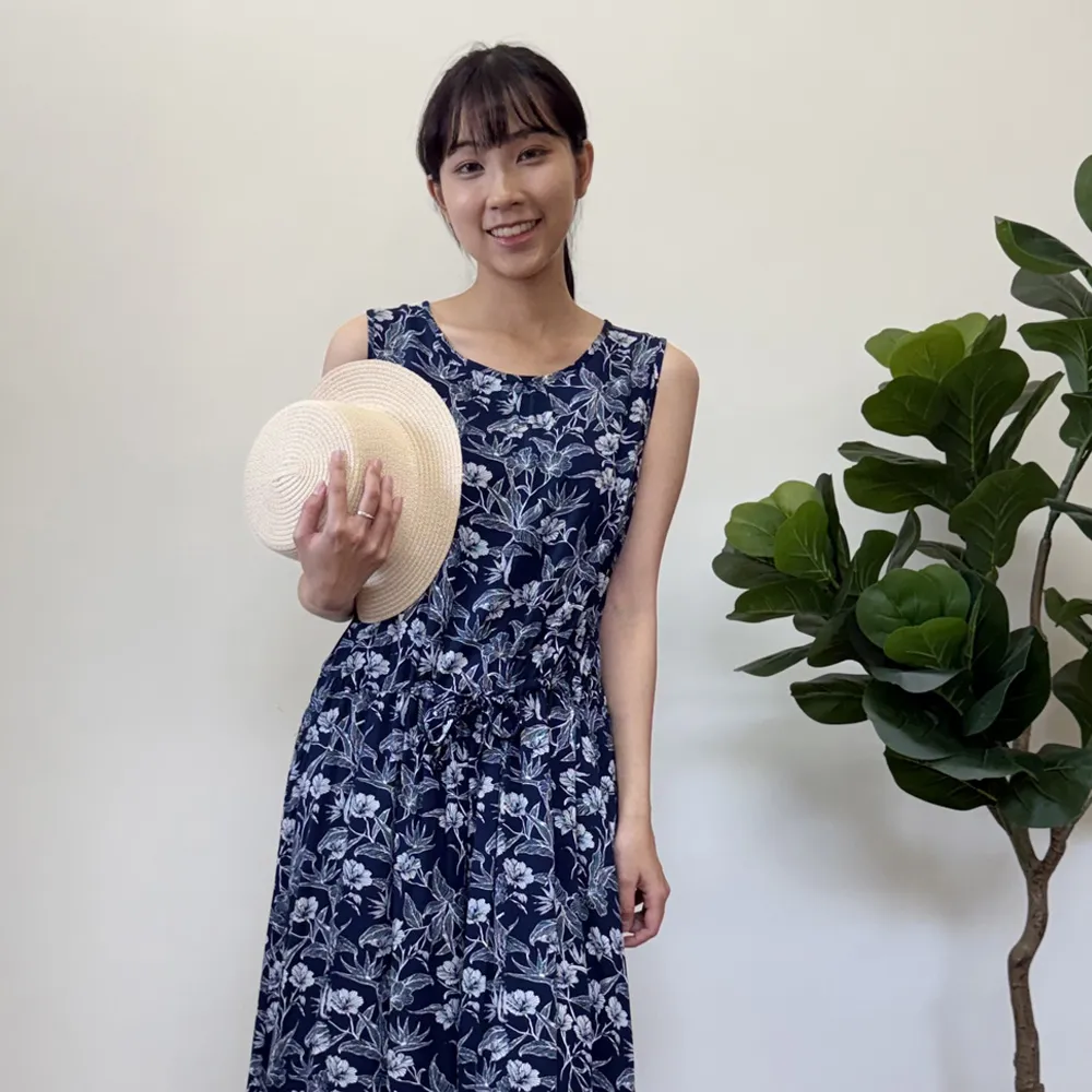 【Hana Mokuba】花木馬日系女裝夏日無袖印花連身洋裝