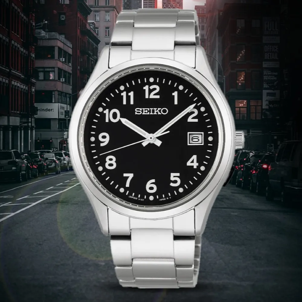 【SEIKO 精工】SOLAR太陽能 經典大三針數字手錶 石英錶38.7mm(SBPX155J / V157-0DX0D)