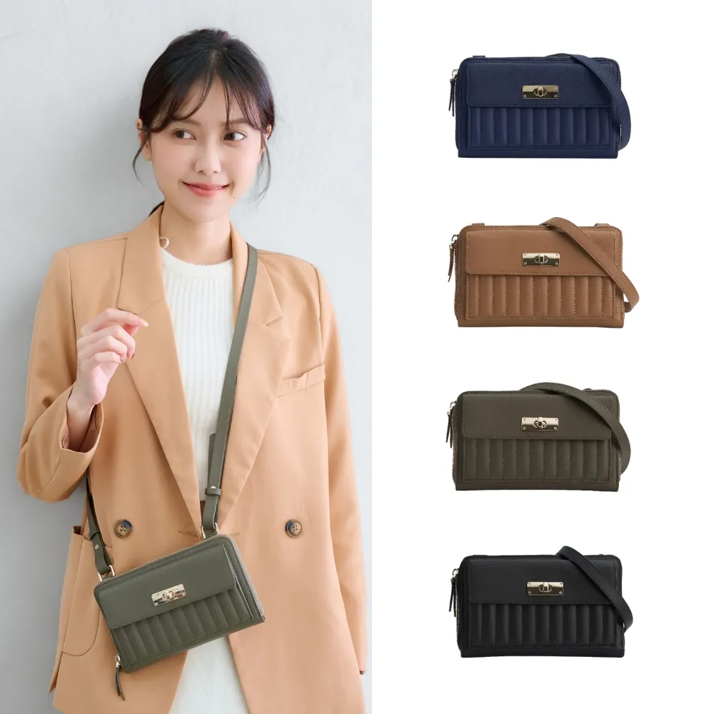 【Premium Authentic】雙11 PA．Puffy真皮條紋車線轉鎖斜背包-多色任選( 出國 旅遊 皮革 送禮 禮