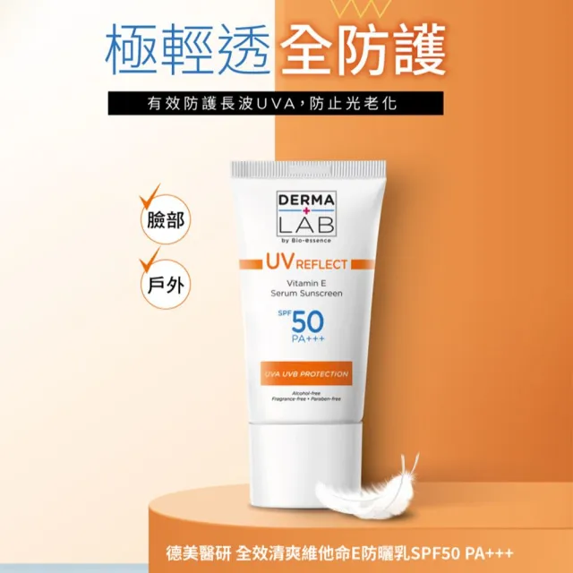 【DermaLab 德美醫研】全效清爽維他命E防曬乳SPF50PA+++ /40ml(3入組)