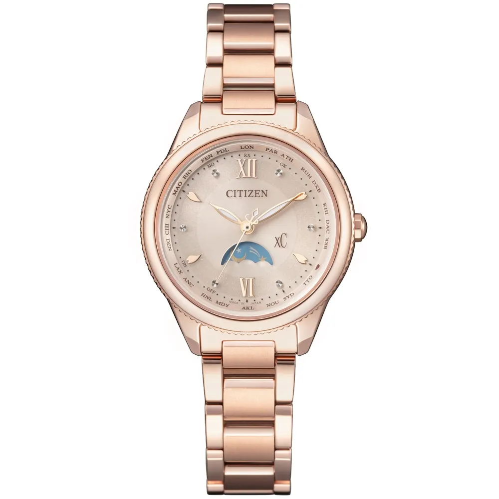 【CITIZEN 星辰】xC系列 Hebe田馥甄廣告款 鈦金屬 日月顯示光動能電波女錶29mm(EE1003-68W)618年中慶