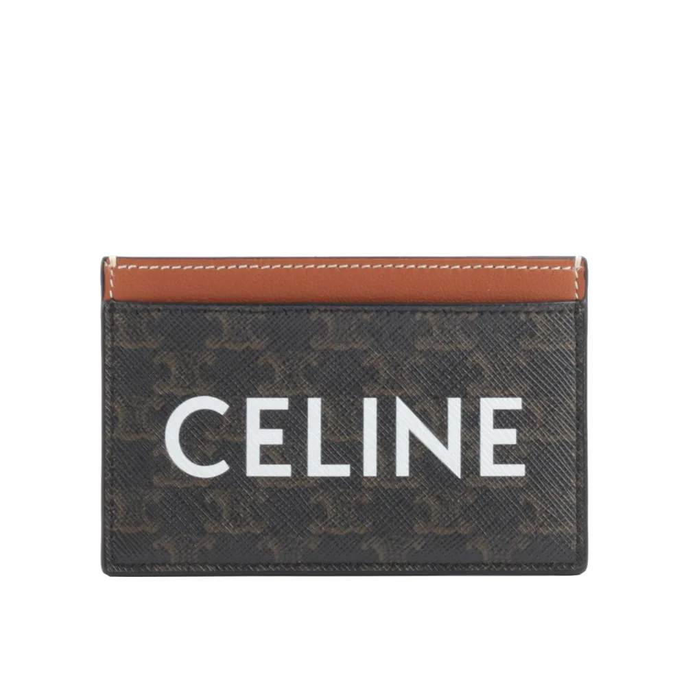 【CELINE】TRIOMPHE Logo 印花名片/卡片夾(焦糖色)
