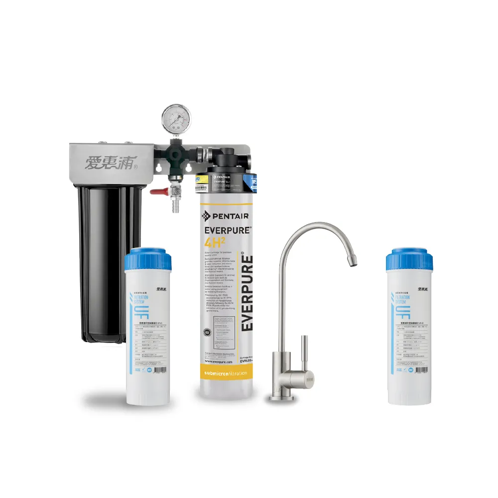 【EVERPURE 愛惠浦】櫥下型 PURVIVE Duo-4H2兩道式生飲淨水器(升級不鏽鋼龍頭/前置中空絲膜)