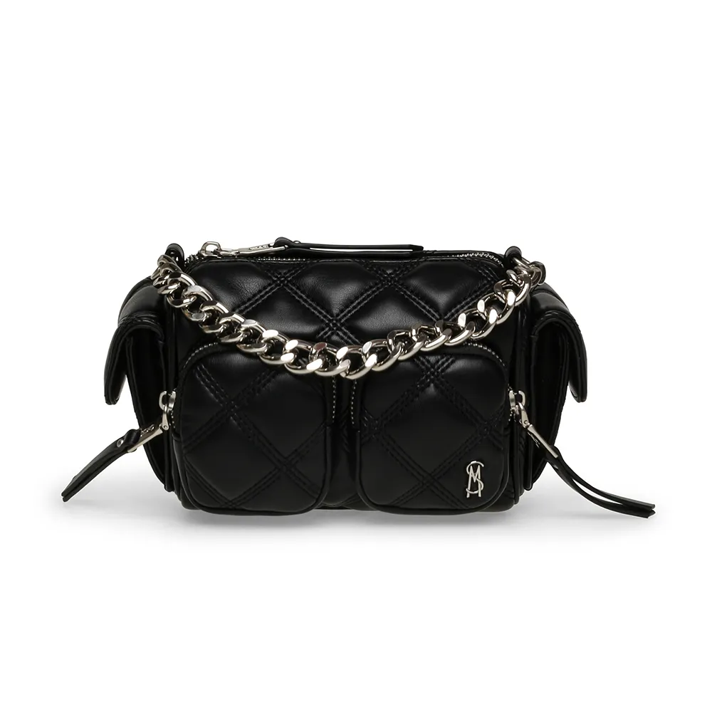 【steve madden】雙口袋粗鏈條機能斜背包BMINNY(黑色)