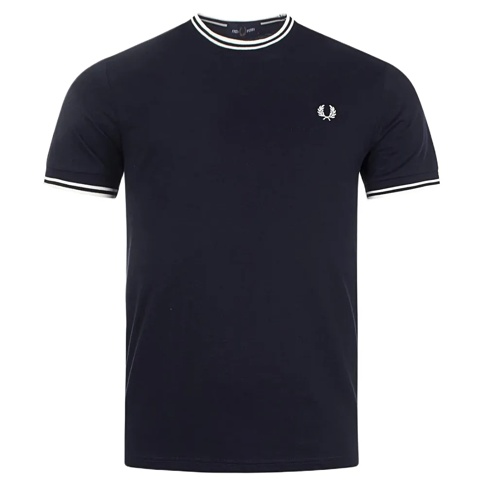 【FRED PERRY】男款 刺繡LOGO 短袖T恤-深藍色(S號、M號、L號、XL號)