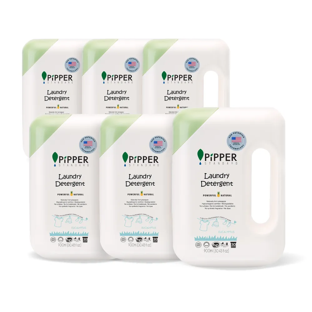 【PiPPER STANDARD】沛柏鳳梨酵素洗衣精尤加利900mlx6瓶/箱購(天然酵素溫和低敏去汙/清洗嬰幼衣物)