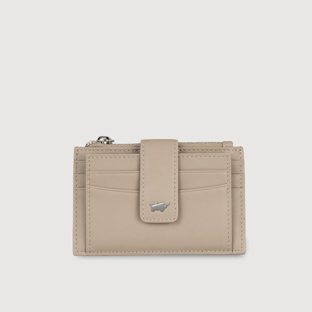 【BRAUN BUFFEL 德國小金牛】維那斯-B 拉鍊零錢袋卡夾-奶茶棕(BF849-145-SVM) 送禮推薦