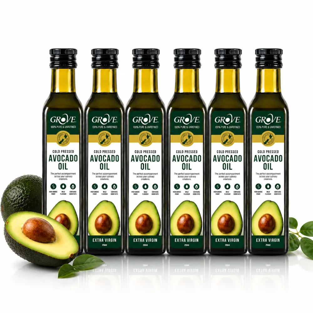【GROVE 克羅福】紐西蘭第一品牌 Avocado Oil 酪梨油 頂級冷壓初榨酪梨油250ml*6瓶雙11