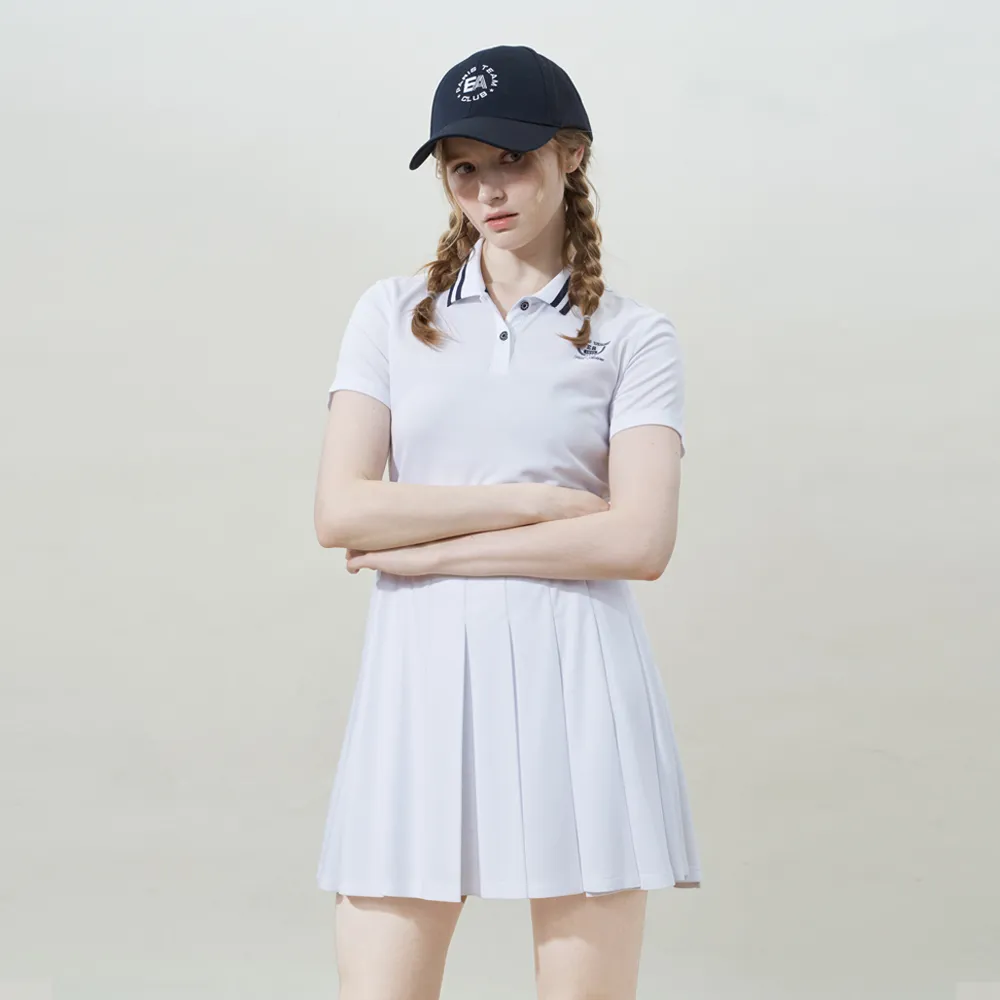 【ELLE ACTIVE】女款 簡約修身配色連身洋裝-白色(EA25S2W2601-90)