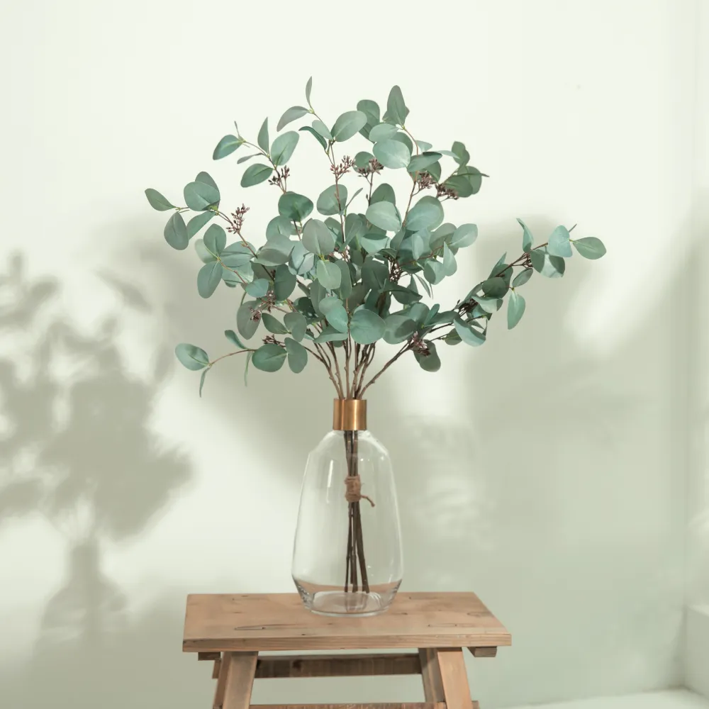 【YU Living 信歐傢居】人造尤加利葉花束 城市綠意植栽 室內家居裝飾(高75cm/綠色)