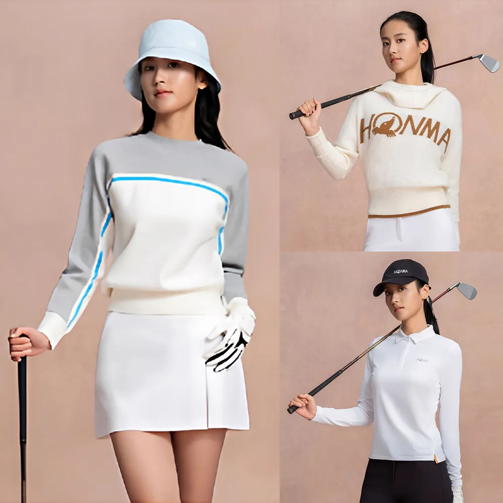 【HONMA 本間高爾夫】女款 長袖/保暖針織polo衫 25FW 日本高爾夫專業品牌(S-L多款多色任選)