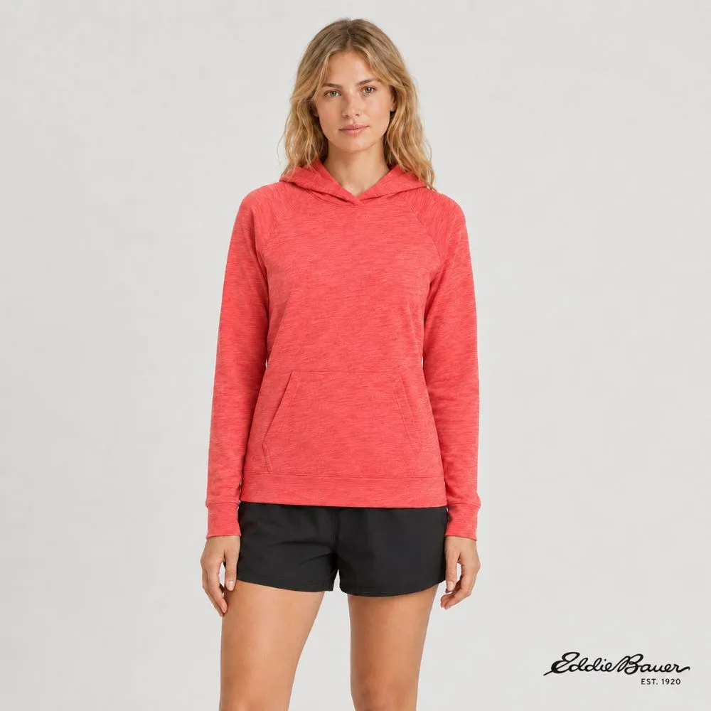 【Eddie Bauer】女性長袖棉質親膚連帽上衣 橘紅 21690144