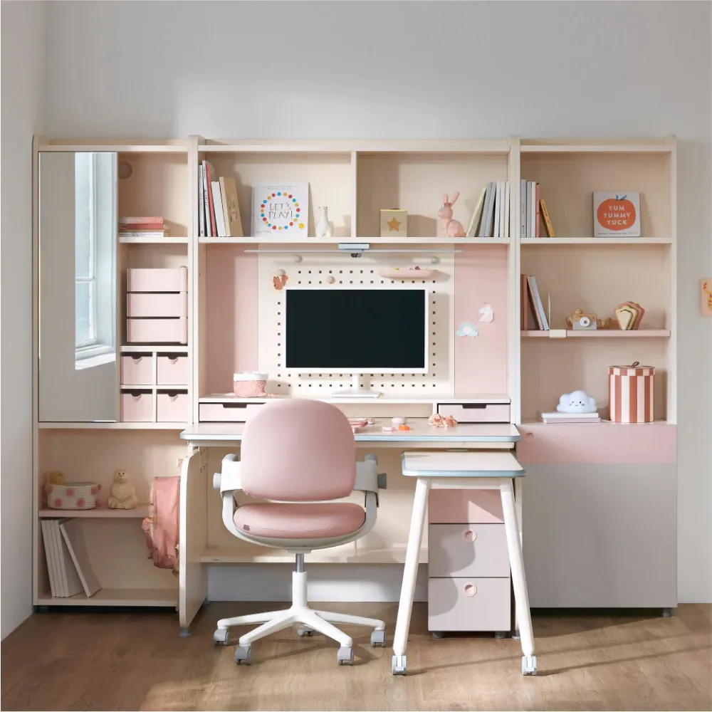 【iloom 怡倫家居】LINKI PLUS 1200型4層側板型書桌組 層架款含LED(書桌 桌子 電腦桌 兒童書桌 學生書桌)