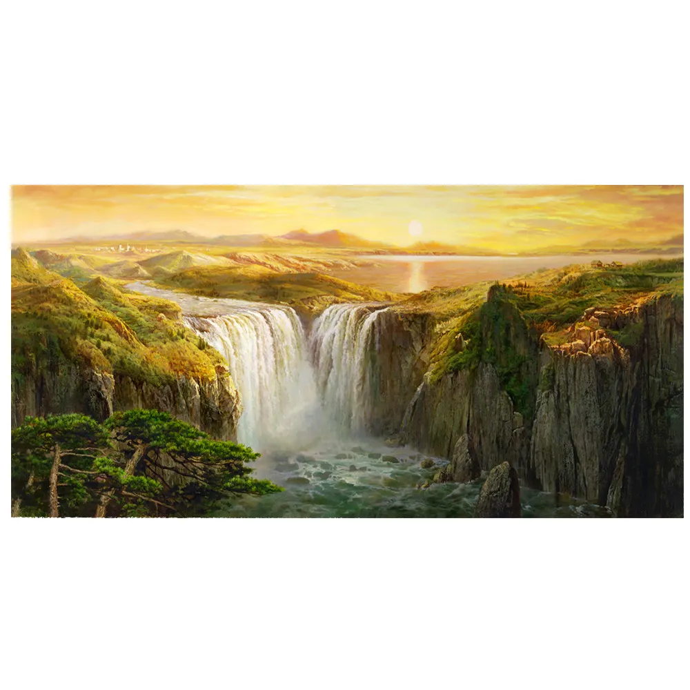 【御畫房】天瀑之三 國家一級畫師手繪油畫60×120cm(VF-149)