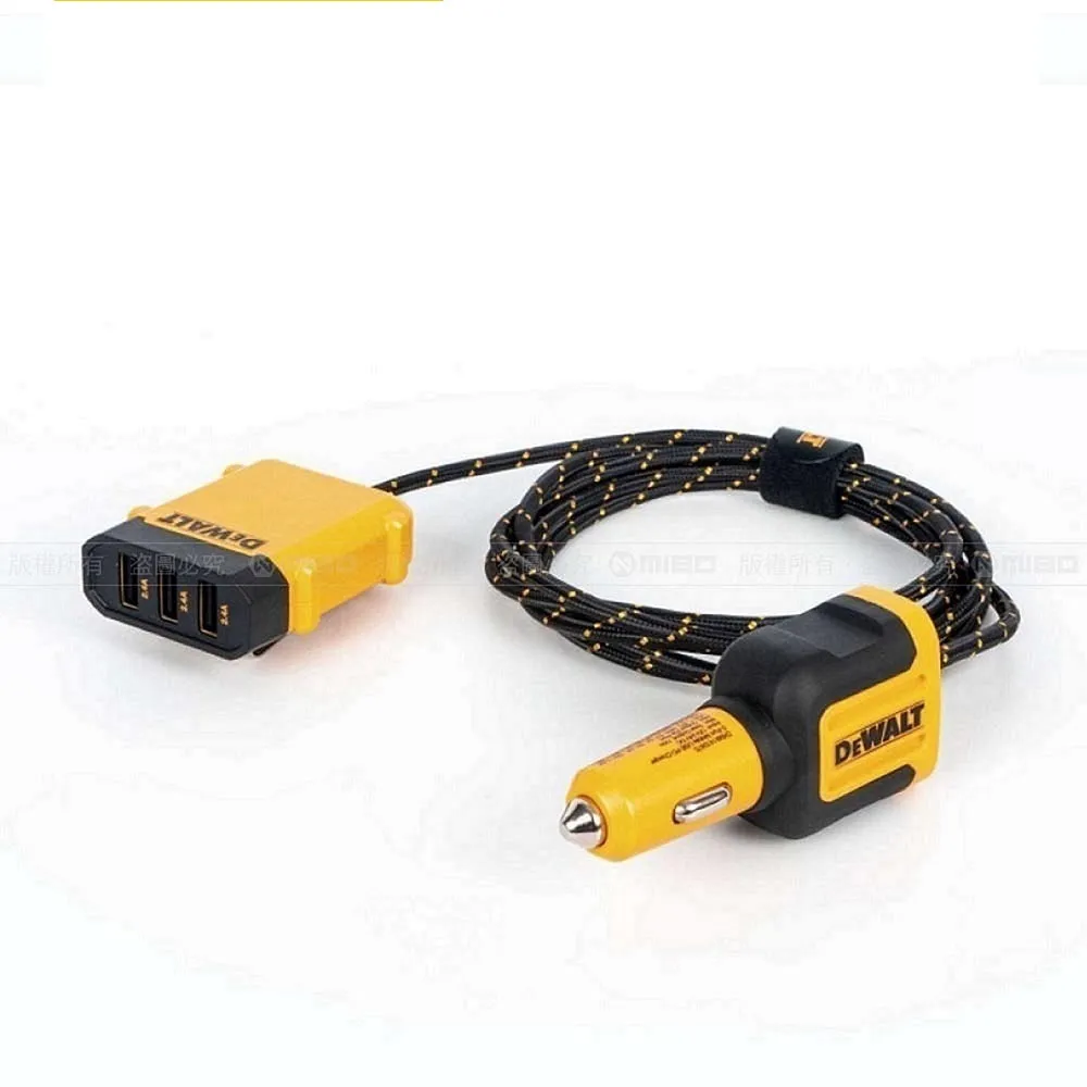 【DEWALT 得偉】5孔 PD+QC3.0+USB 分離式車充 72W(六層強化材質線體 工藝精品)