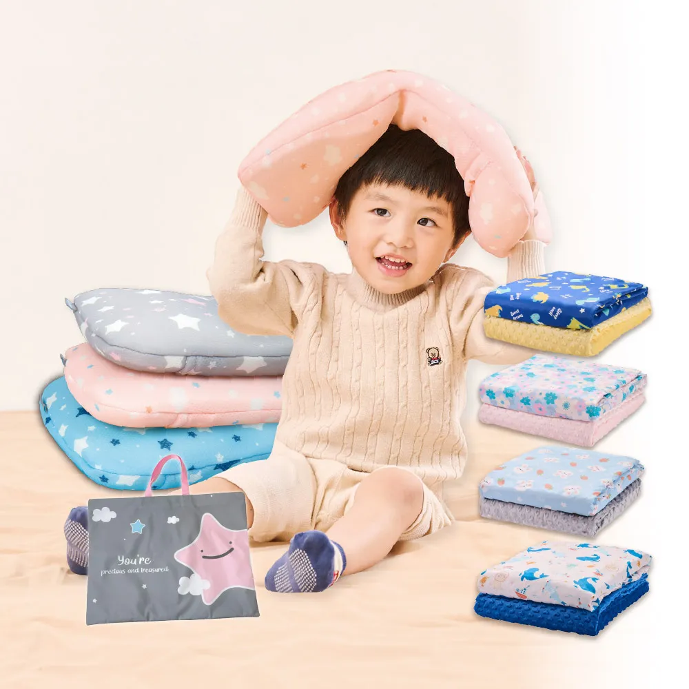 【PeNi培婗】3D超透氣冬季保暖3件套_成長枕+床墊+安心豆毯S(2-6歲適用 冬季保暖3件套)