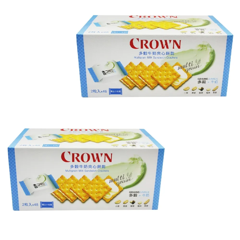 【CROWN 皇冠】多穀牛奶夾心餅乾(768g)x2盒