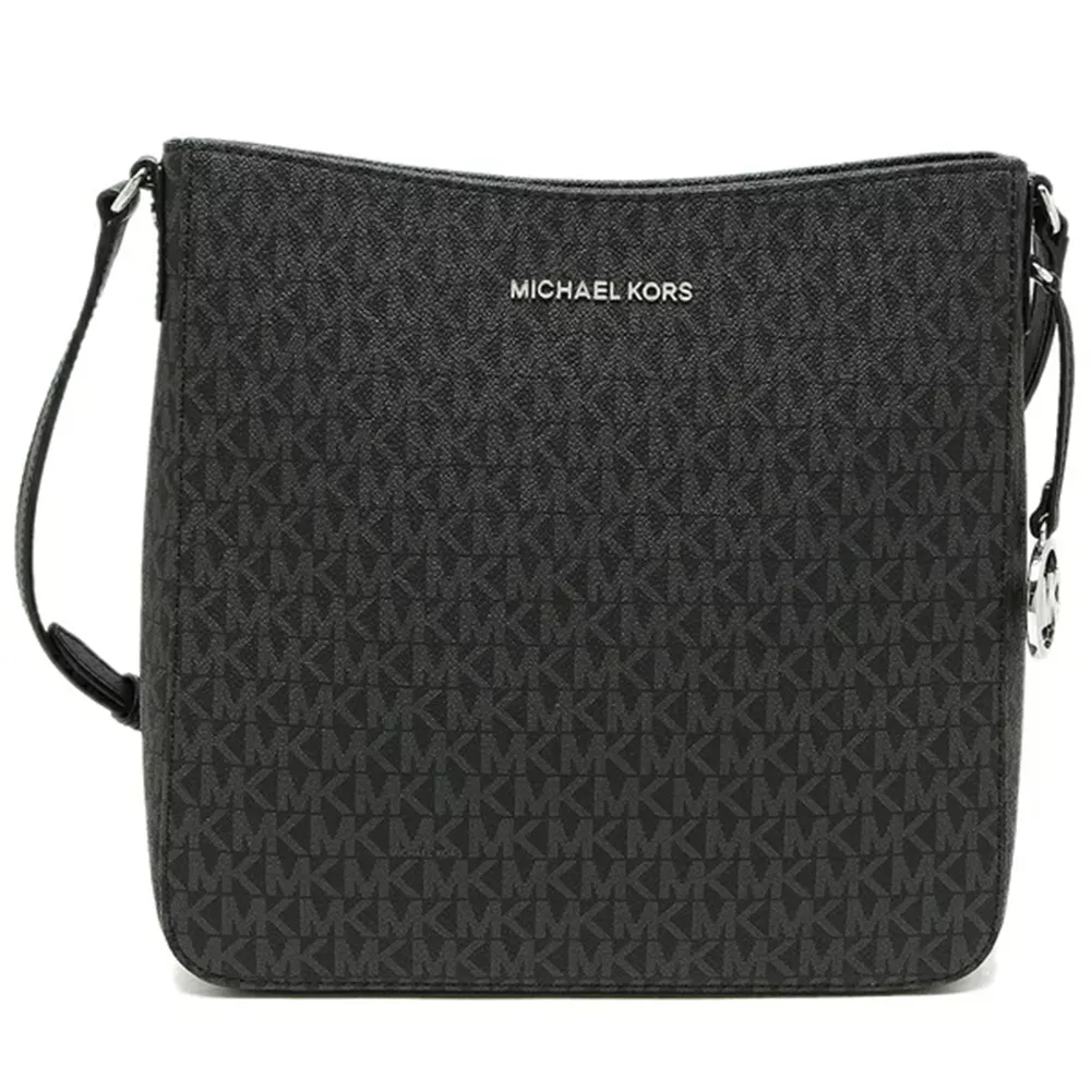 【Michael Kors】滿版LOGO方形斜背包-黑(現貨)