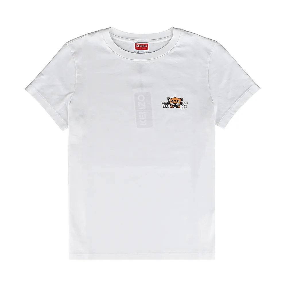 【KENZO】KENZO HAPPY TIGER虎頭圖樣LOGO棉質短袖T恤(女款/白)