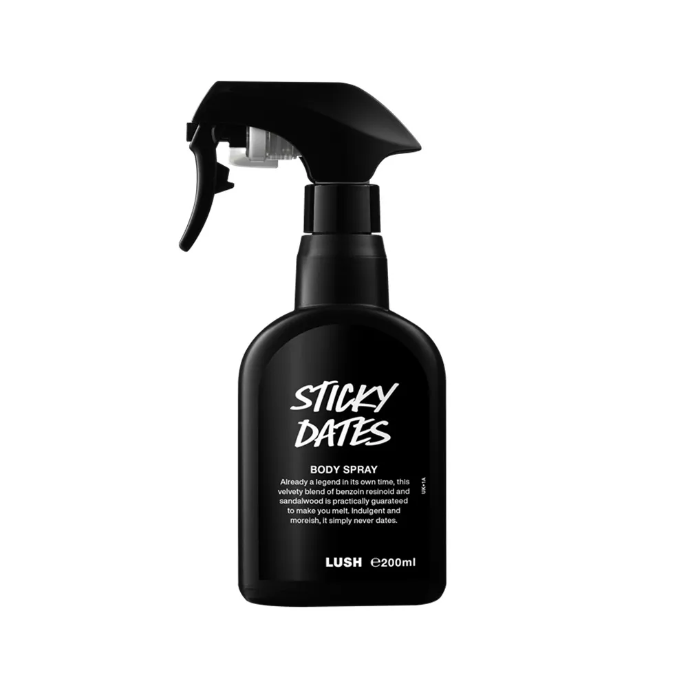 【LUSH 嵐舒】Sticky Dates 椰棗布丁身體噴霧 200ml(香氛噴霧/安息香/檀木/甜蜜香氣)