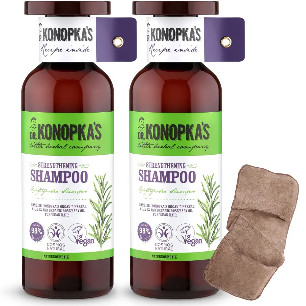 【Dr.Konopka’s】珂諾譜〔光澤Q彈〕洗髮精 500ml / 2入(贈手套式速乾巾/歐洲天然有機品牌)