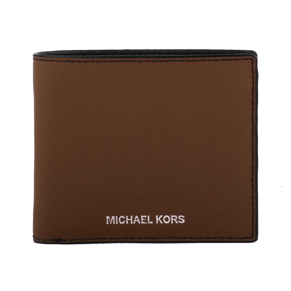 【Michael Kors】銀字防刮皮革附零錢袋短夾(駱駝色)