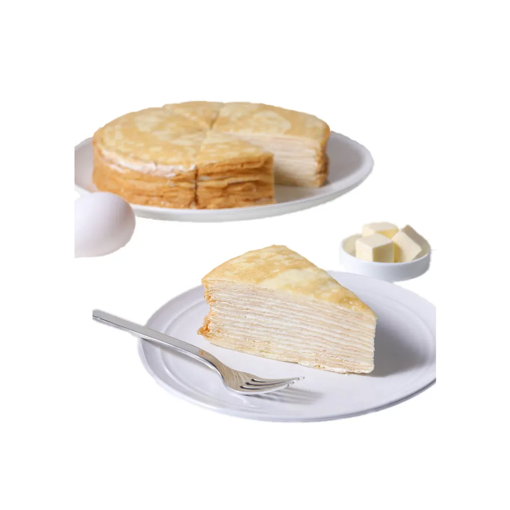 【開元食品】法式千層派蛋糕x3｜8吋卡士達｜贈法芙娜61％巧克力棒｜甜點｜鮮奶油｜10切(840g/盒)