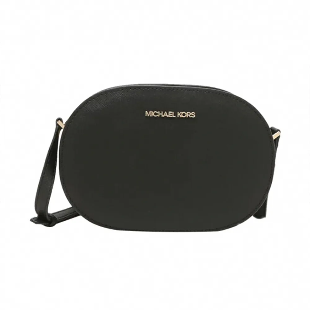 【Michael Kors】簡約皮革拉鍊斜背包-黑(現貨)