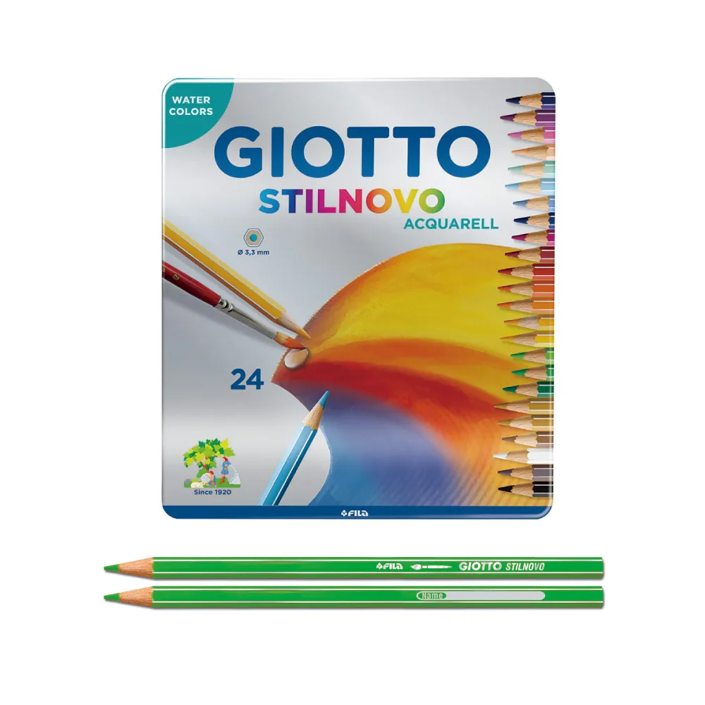 【GIOTTO】STILNOVO 水溶性色鉛筆-24色鐵盒|水性色鉛筆 六角色鉛筆 不易斷芯