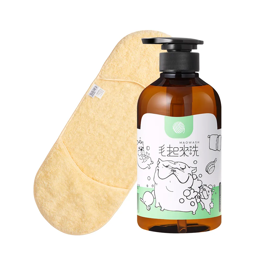 【MAOUP 毛起來】草本養護 癢癢退散寵物洗毛精汪汪專用500ml+速乾超吸水柔膚手套毛巾(狗洗毛精 狗沐浴乳)