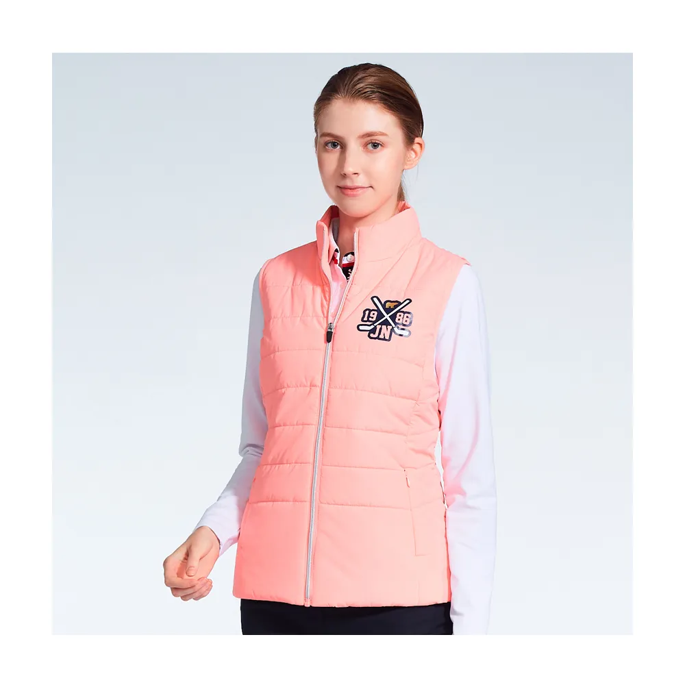 【Jack Nicklaus 金熊】GOLF女款鋪棉防潑水素面背心(粉色)